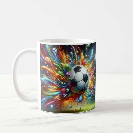 Kleurrijke Voetbal Koffiemok (Links)