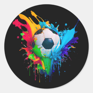 Kleurrijke Voetbal Ll Spat Love Voetbal Doelpunt K Ronde Sticker
