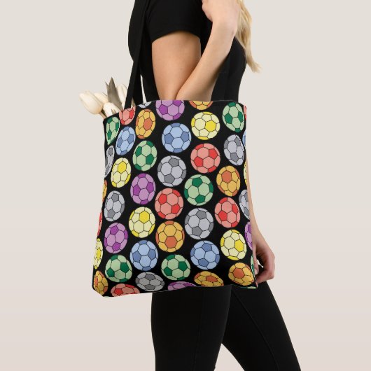 Kleurrijke Voetbal Pattern Canvas tas (Dichtbij)