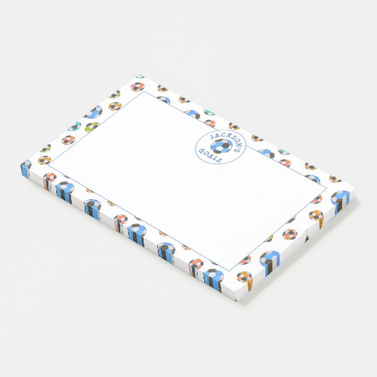 Kleurrijke Voetballen Kinder Doelstellingen Opmerk Post-it® Notes (Schuin)