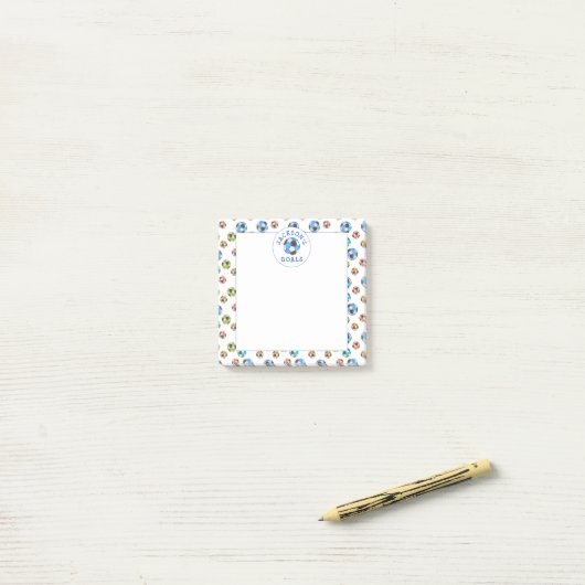Kleurrijke Voetballen Kinder Doelstellingen Opmerk Post-it® Notes (Op bureau)