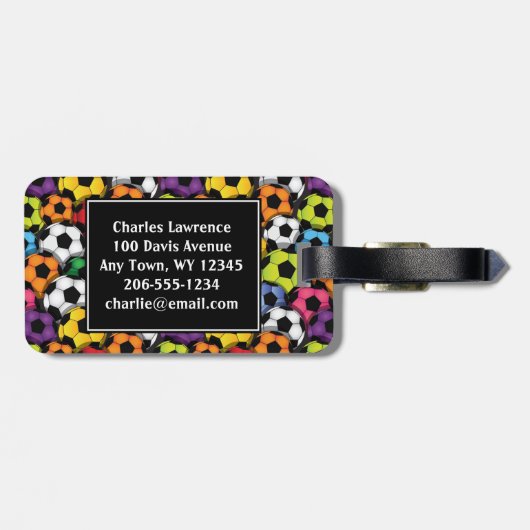 Kleurrijke Voetballen OntwerpBagagelabels Bagagelabel (Achterkant horizontaal)