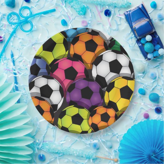 Kleurrijke Voetballen Ontwerppapier Bord (Feest)