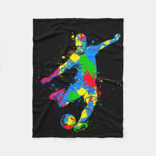 Kleurrijke Voetbalspeler  Fleece Deken (Voorkant)