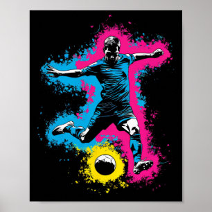 Kleurrijke Voetbalspeler Voor Mannen Vrouwen Kinde Poster