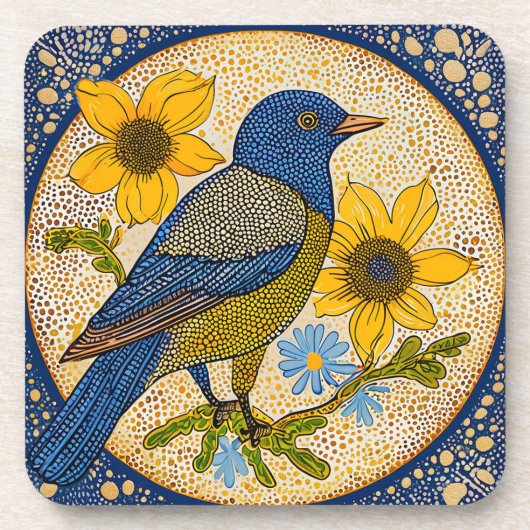 Kleurrijke vogel bier onderzetter (Voorkant)