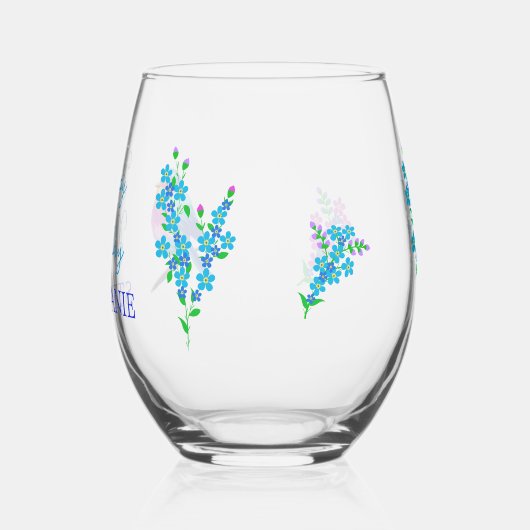 Kleurrijke Vogel Blauw Vergeet mij niet Bloem Verj Wijnglas Zonder Voet (Links)