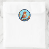 Kleurrijke Vogel Bloem Kader Sticker Cadeau (Tas)