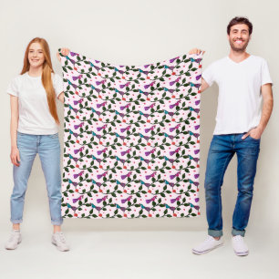 Kleurrijke Vogel Bloem Naadloos Patroon Tapijt Fleece Deken