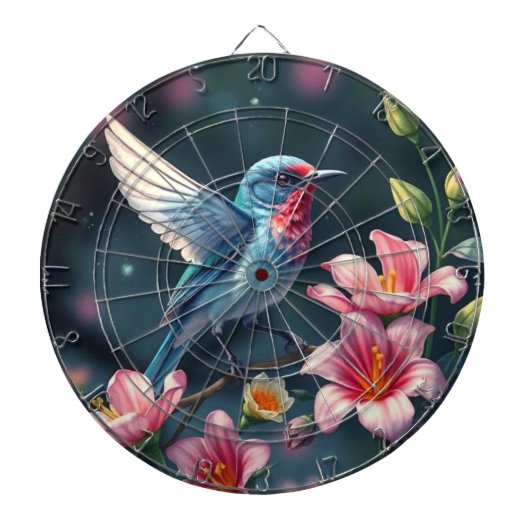 Kleurrijke Vogel Bloemendartbord Dartbord (Voorkant)