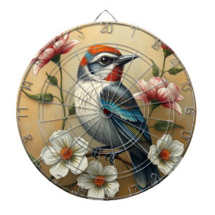 Kleurrijke Vogel Bloemendartbord Dartbord