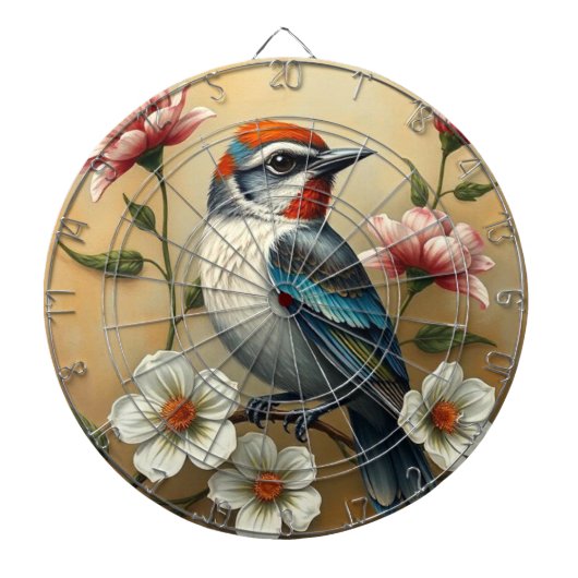Kleurrijke Vogel Bloemendartbord Dartbord (Voorkant)