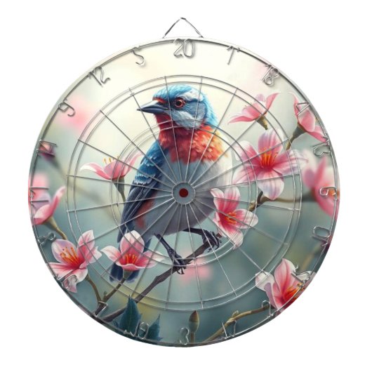 Kleurrijke Vogel Bloemendartbord Dartbord (Voorkant)