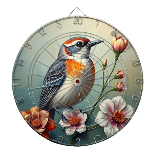 Kleurrijke Vogel Bloemendartbord Dartbord (Voorkant)