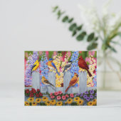 Kleurrijke vogel bloementuin briefkaart (Staand voorkant)