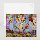 Kleurrijke vogel bloementuin briefkaart (Voorkant / Achterkant)