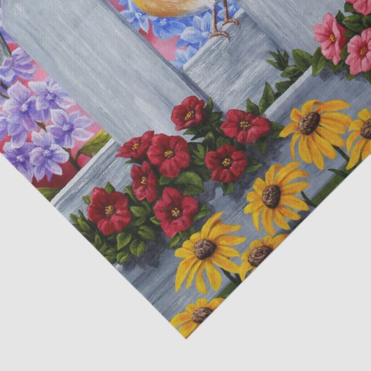 Kleurrijke vogel bloementuin tissuepapier (Detail)