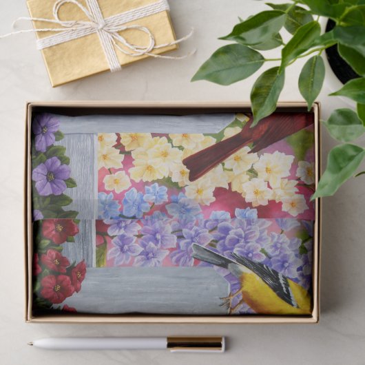 Kleurrijke vogel bloementuin tissuepapier (Geschenk)