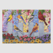 Kleurrijke vogel bloementuin tissuepapier (Voorkant)