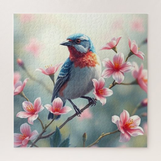 Kleurrijke Vogel Bloemige Legpuzzel (Verticaal)