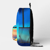 Kleurrijke vogel die boven de bergen vliegt bedrukte rugzak (Rechts)