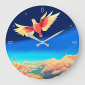 Kleurrijke vogel die boven de bergen vliegt grote klok (Voorkant)