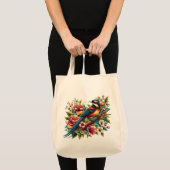 Kleurrijke Vogel en Bloem Charmant Tote Bag (Voorkant (product))