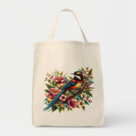 Kleurrijke Vogel en Bloem Charmant Tote Bag