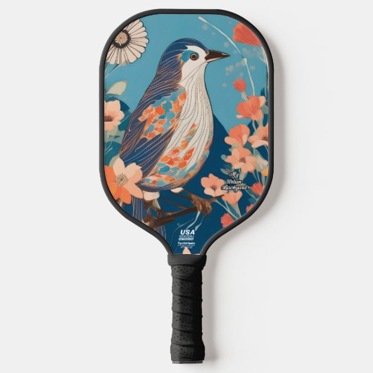 Kleurrijke vogel gepersonaliseerde pickleball padd paddle (Voorkant)