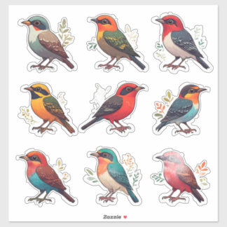 Kleurrijke Vogel Karakter Sticker Set Collectie 🐦