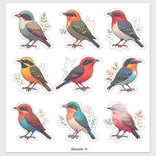 Kleurrijke Vogel Karakter Sticker Set Collectie 🐦 (Vel)