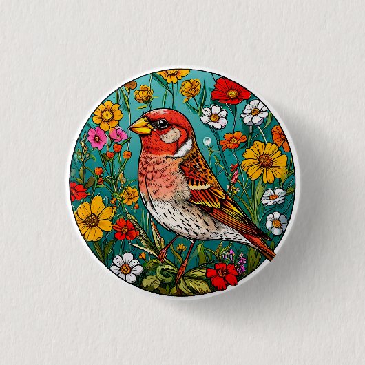 Kleurrijke Vogel Kunst Ronde Button 3,2 Cm (Voorkant)