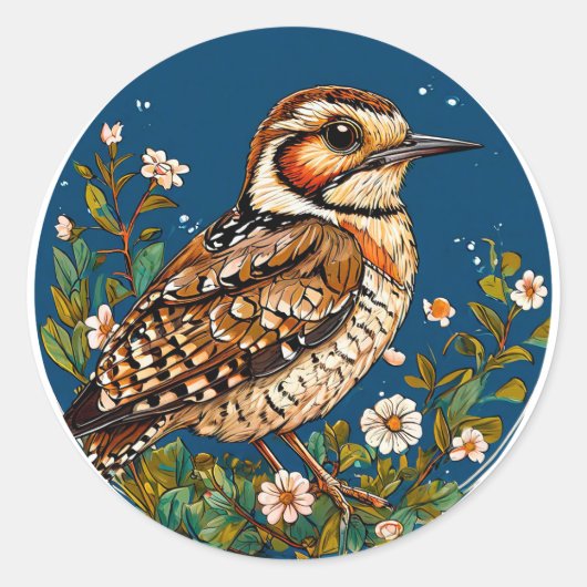 Kleurrijke Vogel Kunst Ronde Sticker (Voorkant)