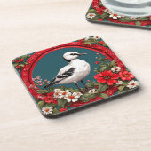 Kleurrijke vogel met bloemframe bier onderzetter (Linkerzijde)