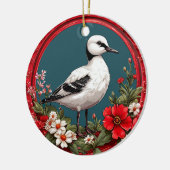 Kleurrijke vogel met bloemframe keramisch ornament (Links)