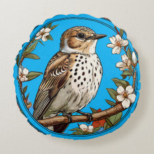 Kleurrijke vogel met bloemframe rond kussen