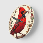 Kleurrijke vogel met bloemframe ronde klok (Hoek)