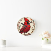 Kleurrijke vogel met bloemframe ronde klok (Huis)