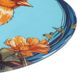 Kleurrijke vogel met bloemframe snijplank (Hoek)