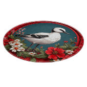 Kleurrijke vogel met bloemframe snijplank (Hoek)