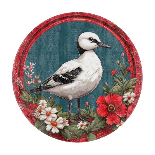 Kleurrijke vogel met bloemframe snijplank (Voorkant)
