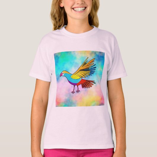 Kleurrijke vogel met uitgespreide vleugels t-shirt (Voorkant)