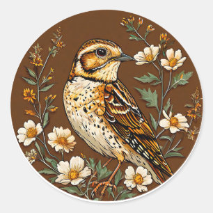 Kleurrijke Vogel Natuur Kunst Helder Illustratie Ronde Sticker
