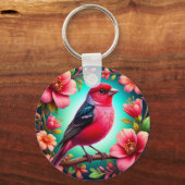 Kleurrijke vogel neergestreken op tak sleutelhanger (Voorkant)