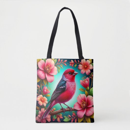 Kleurrijke vogel neergestreken op tak tote bag (Voorkant)