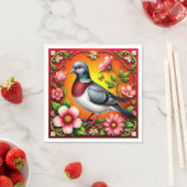 Kleurrijke vogel neergestreken tussen levendige bl servet (Insitu)