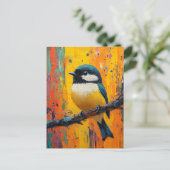 Kleurrijke vogel op de tak briefkaart (Staand voorkant)