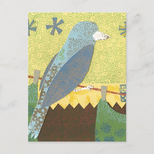 Kleurrijke vogel op een draad briefkaart (Voorkant)