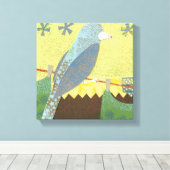 Kleurrijke vogel op een draad canvas afdruk (Insitu (Houten vloer))