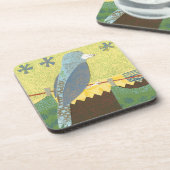 Kleurrijke vogel op een draad drankjes onderzetter (Linkerzijde)